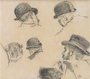 WINSLOW HOMER Studies of Men in Hats.